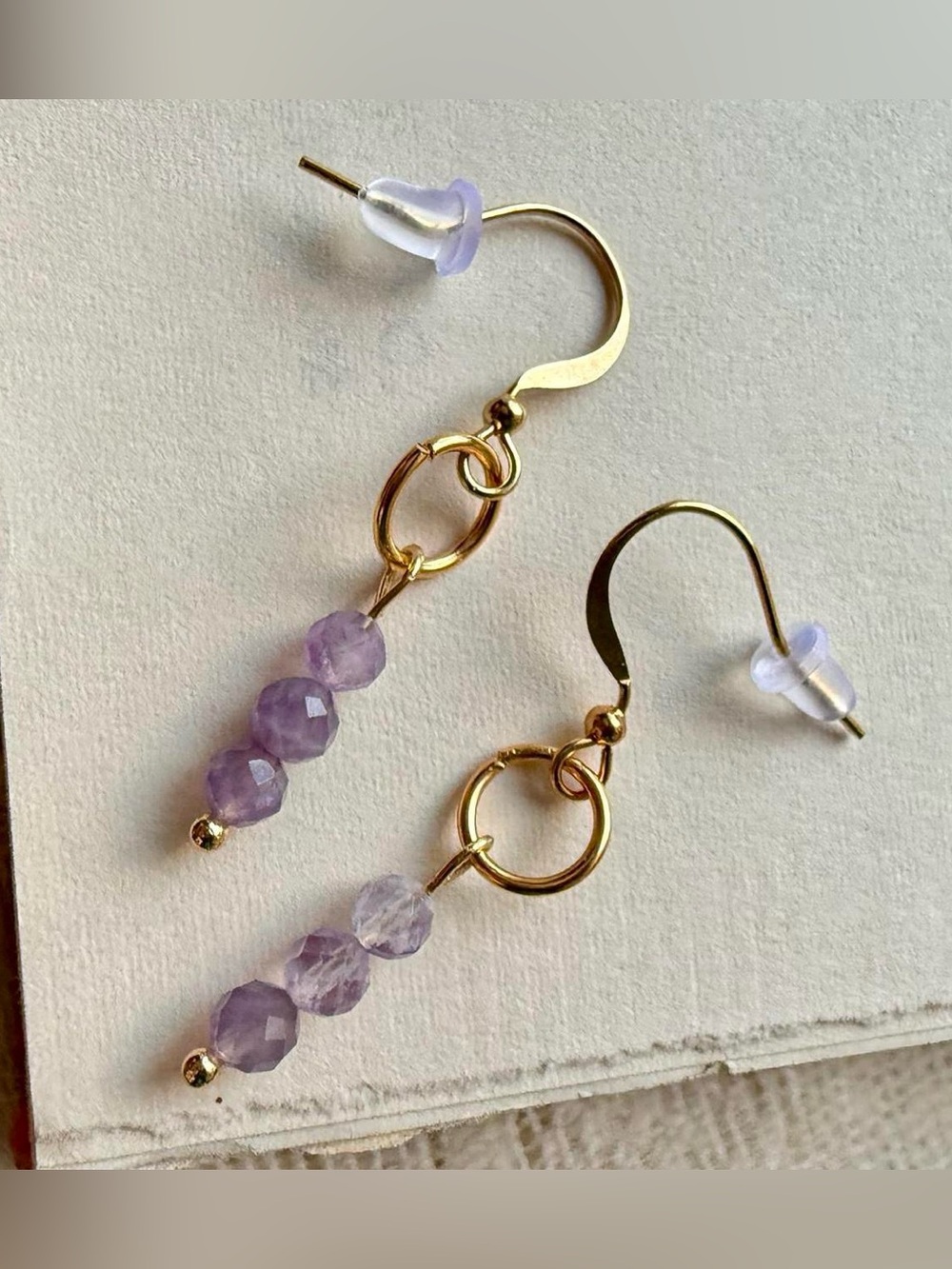 Handmade amethyst dangle earrings